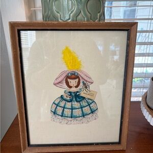 Framed Vintage Hallmark circa 1949 cut out Little Miss Muffett